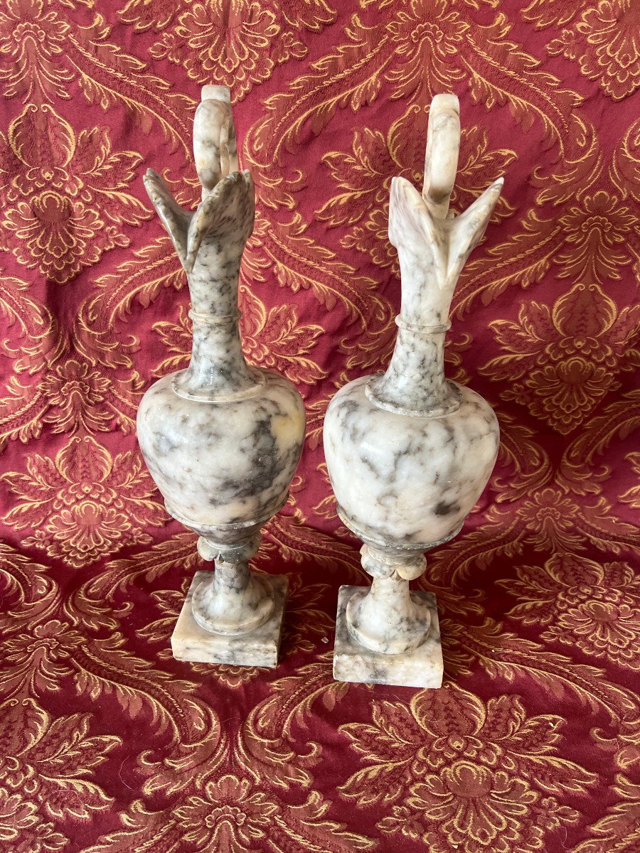 Pair Of Alabaster Ewers-photo-2