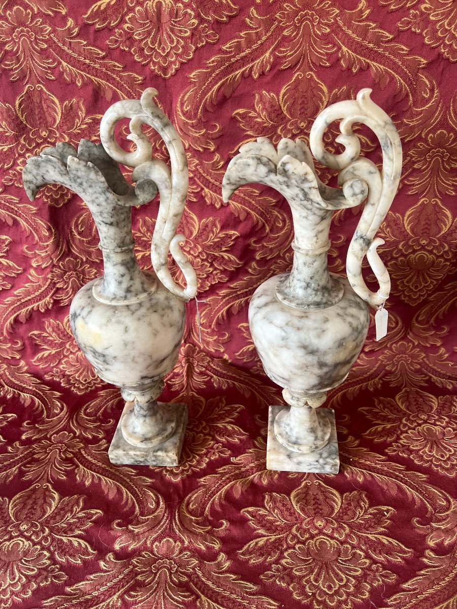 Pair Of Alabaster Ewers-photo-3