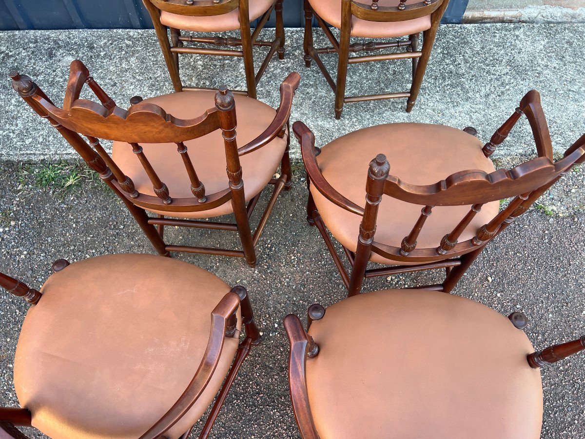 Set Of Six Louis XVI Style Provencal Mahogany Armchairs-photo-1