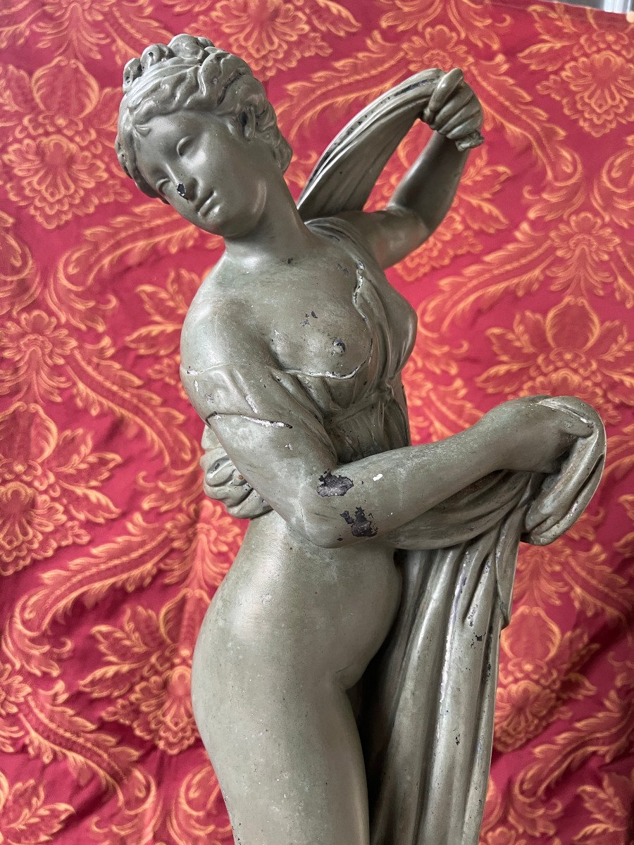 Statue Of Venus Callipyge, Plaster, Antique Green Patina-photo-6