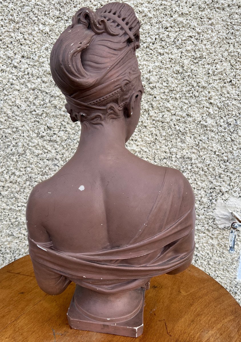 Plaster Bust Of Mrs. Récamier Patina Terracotta-photo-4