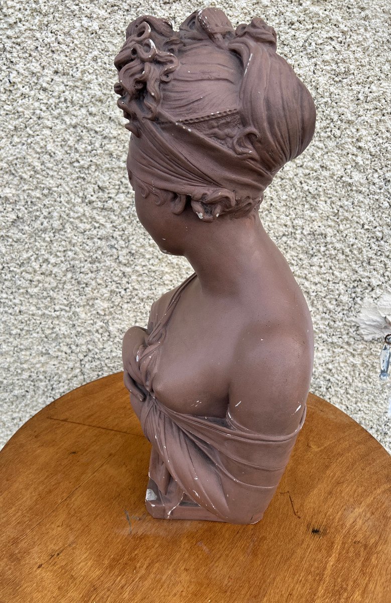 Plaster Bust Of Mrs. Récamier Patina Terracotta-photo-1