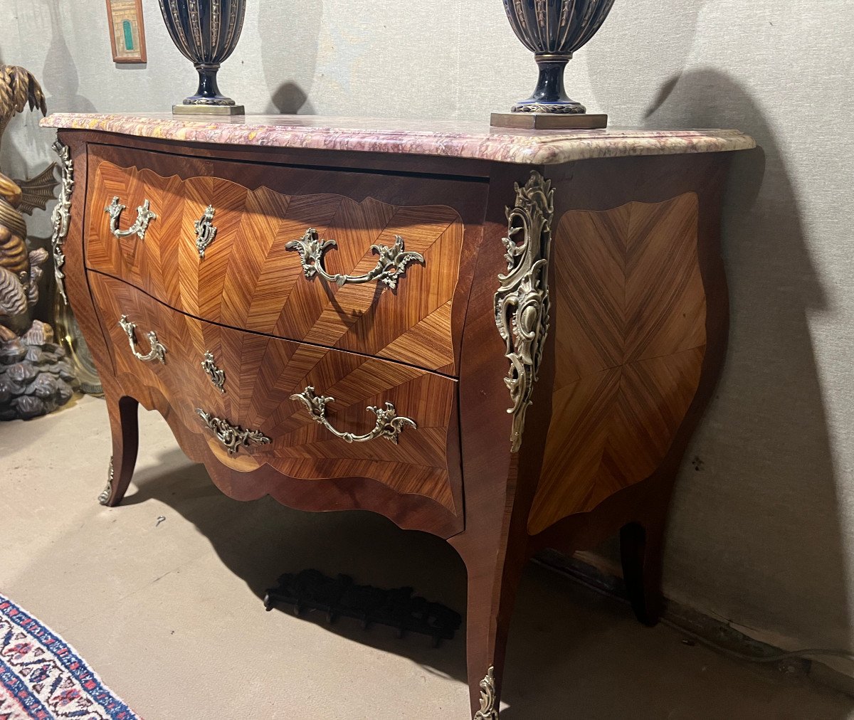 Louis XV Style Marquetry Chest Of Drawers, 20th Century-photo-2