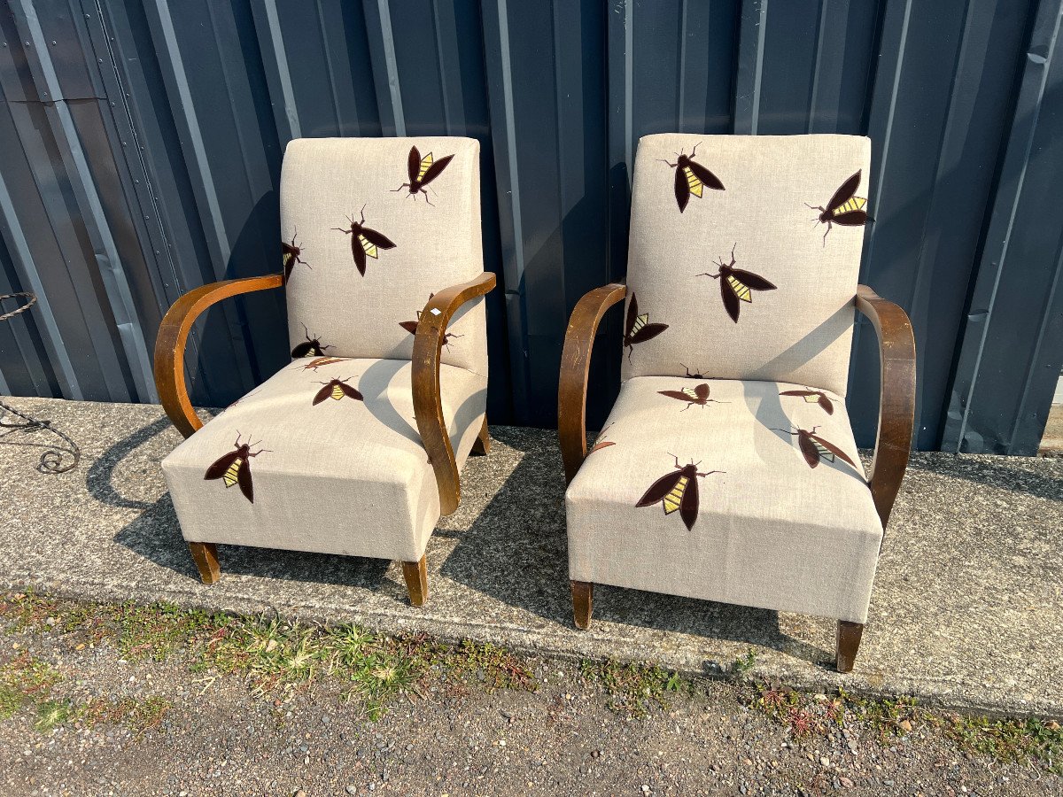 Pair Of Art Deco Armchairs-photo-2