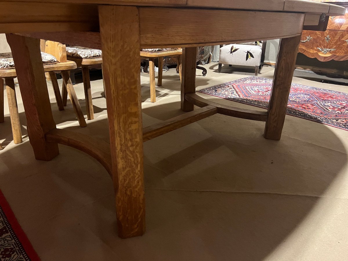 Large Rustic Oval Table In Solid Oak With 2 Extensions-photo-2