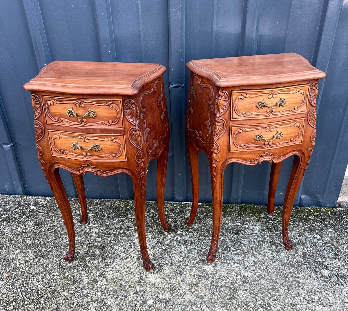 Pair Of Louis XV Style Bedside Tables-photo-2