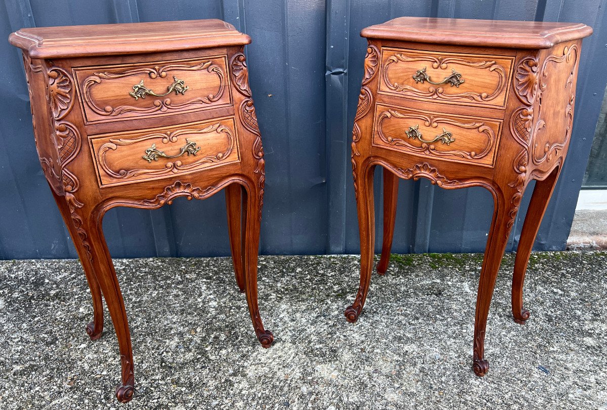 Pair Of Louis XV Style Bedside Tables-photo-3