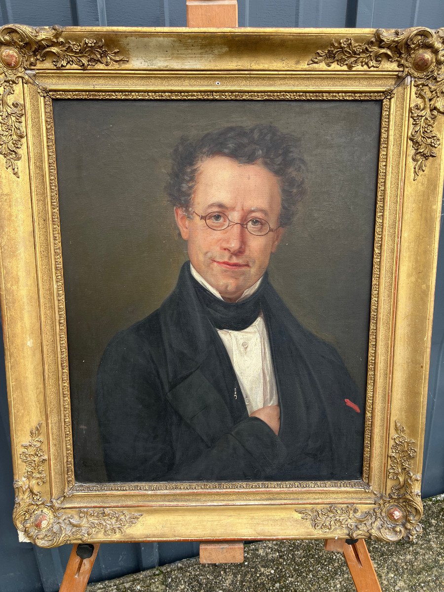 Elisa David Oil On Canvas Portrait Of A Bordeaux Landlord Framed-photo-7