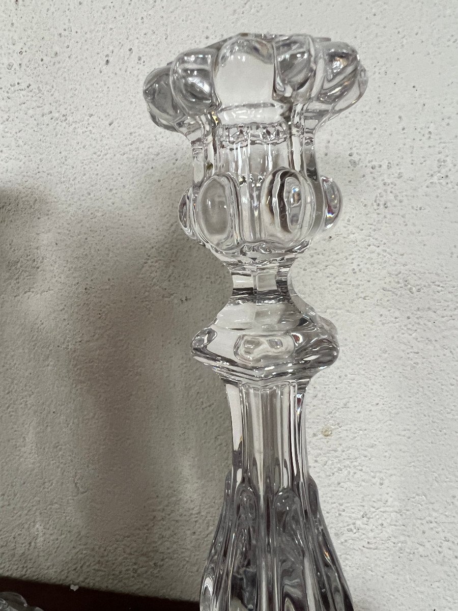 Pair Of Cast Crystal Candlesticks-photo-3