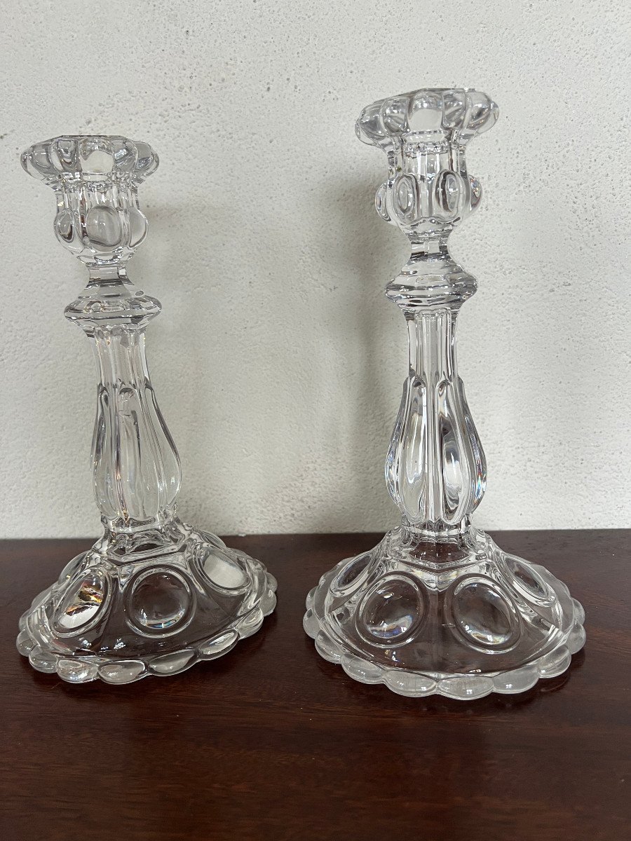 Pair Of Cast Crystal Candlesticks-photo-4