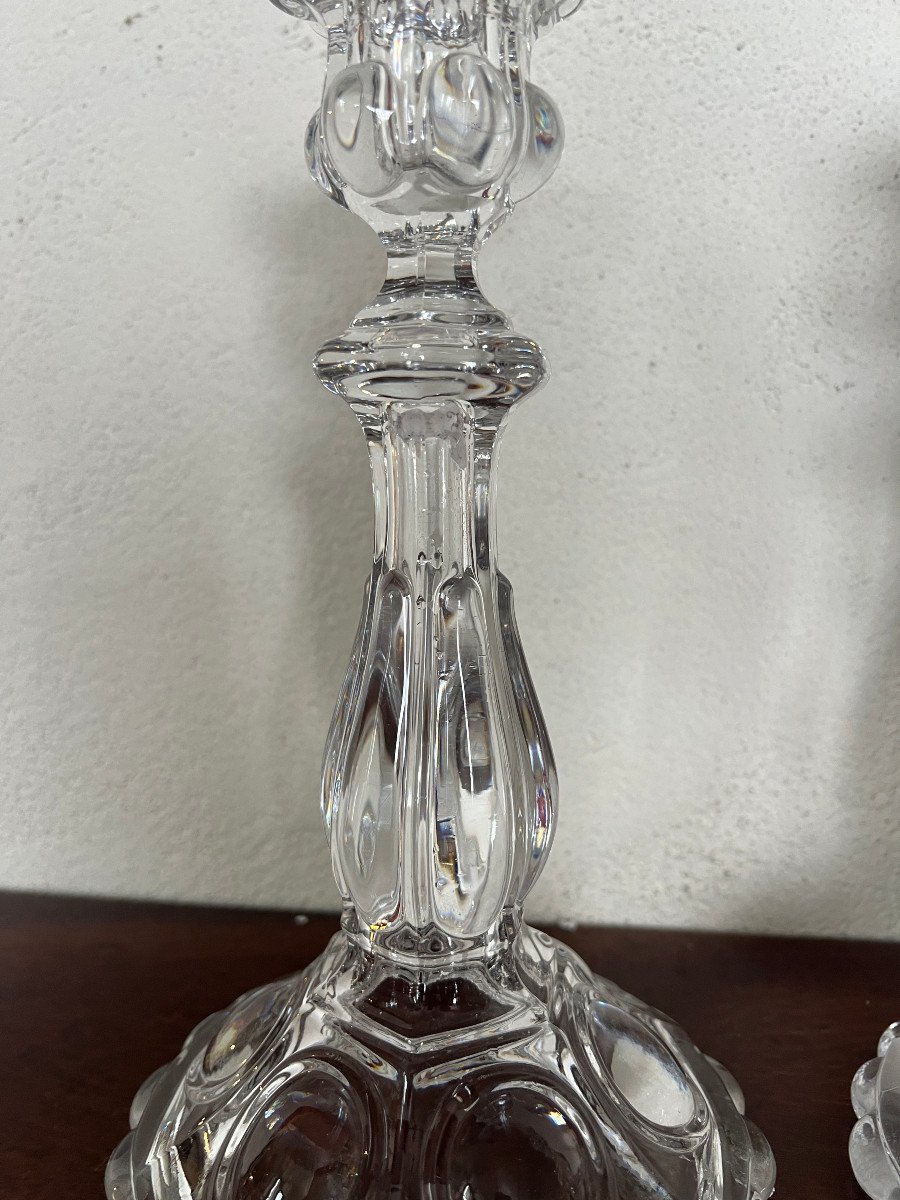 Pair Of Cast Crystal Candlesticks-photo-5