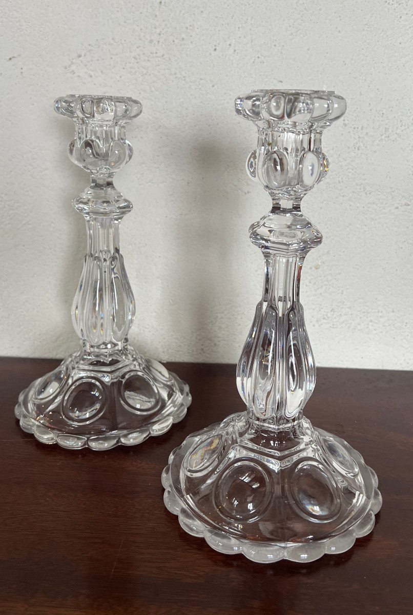 Pair Of Cast Crystal Candlesticks