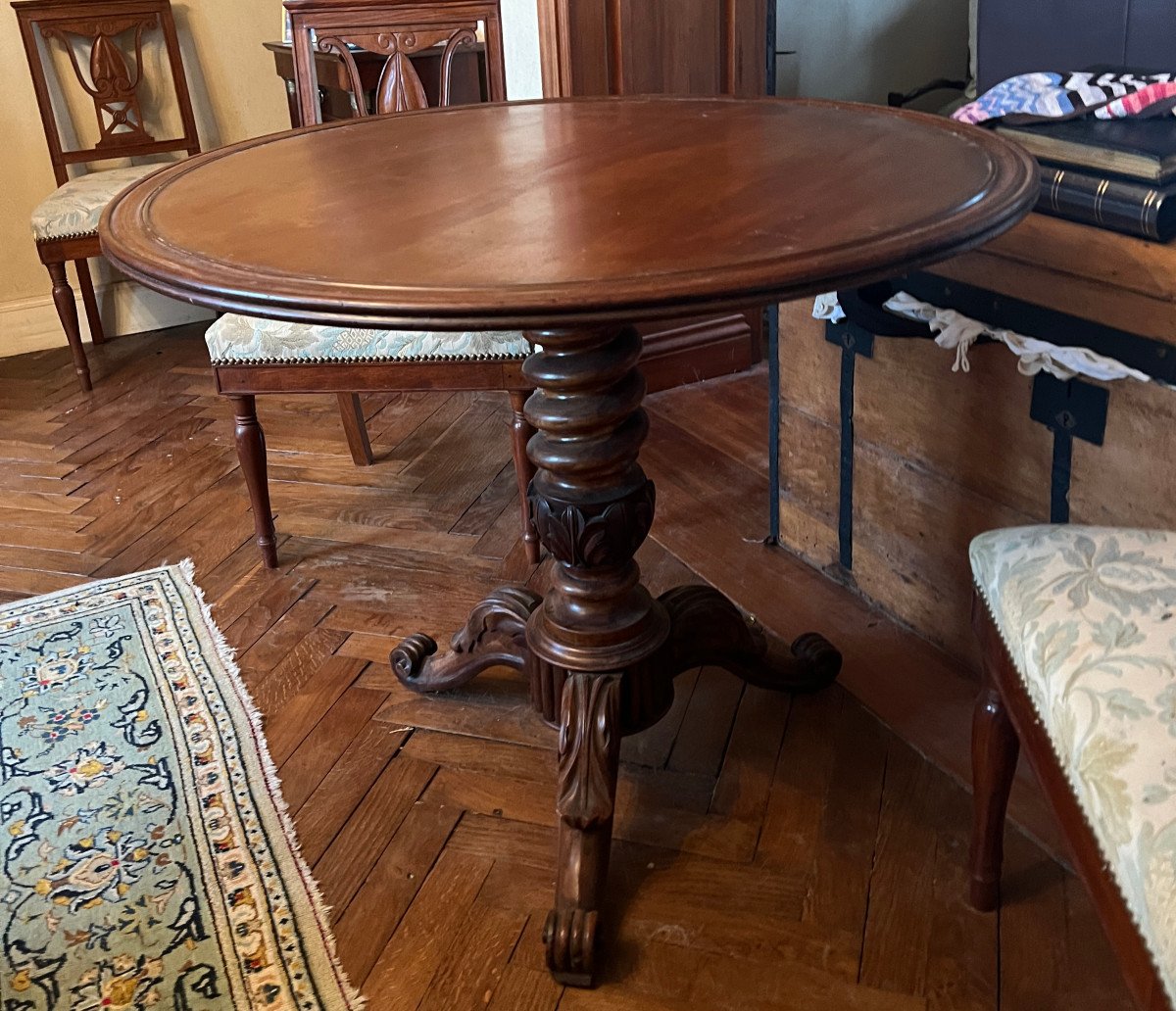 Restoration Period Mahogany Tea Table