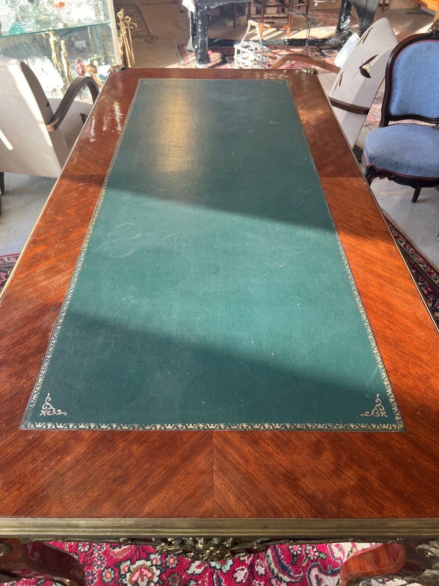 Large Louis XV Style Marquetry Desk, 20th Century-photo-2