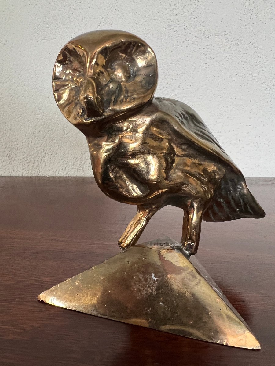 The Owl On The Terrace, Bronze Signed Lohé-photo-2