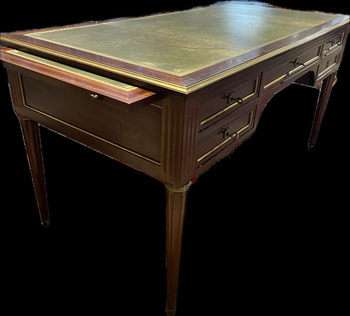 Bureau De Style Louis XVI Acajou Et Filet De Laiton