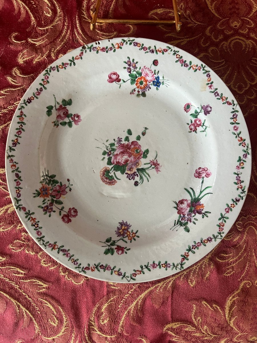 Assiette  Plate , Dcor Fleurs , Polychrome,chine, Compagnie Des Indes -photo-2