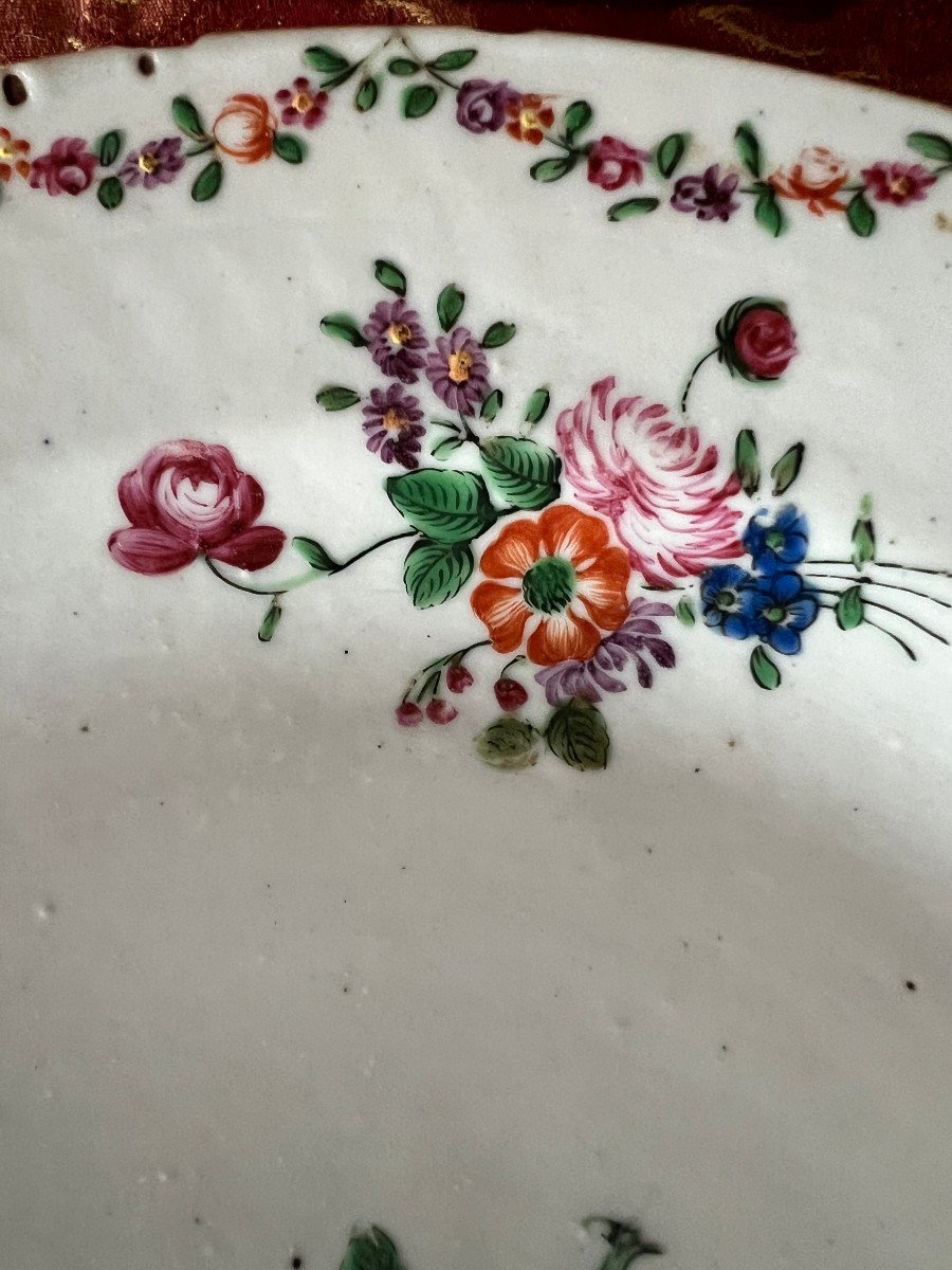 Assiette  Plate , Dcor Fleurs , Polychrome,chine, Compagnie Des Indes -photo-3