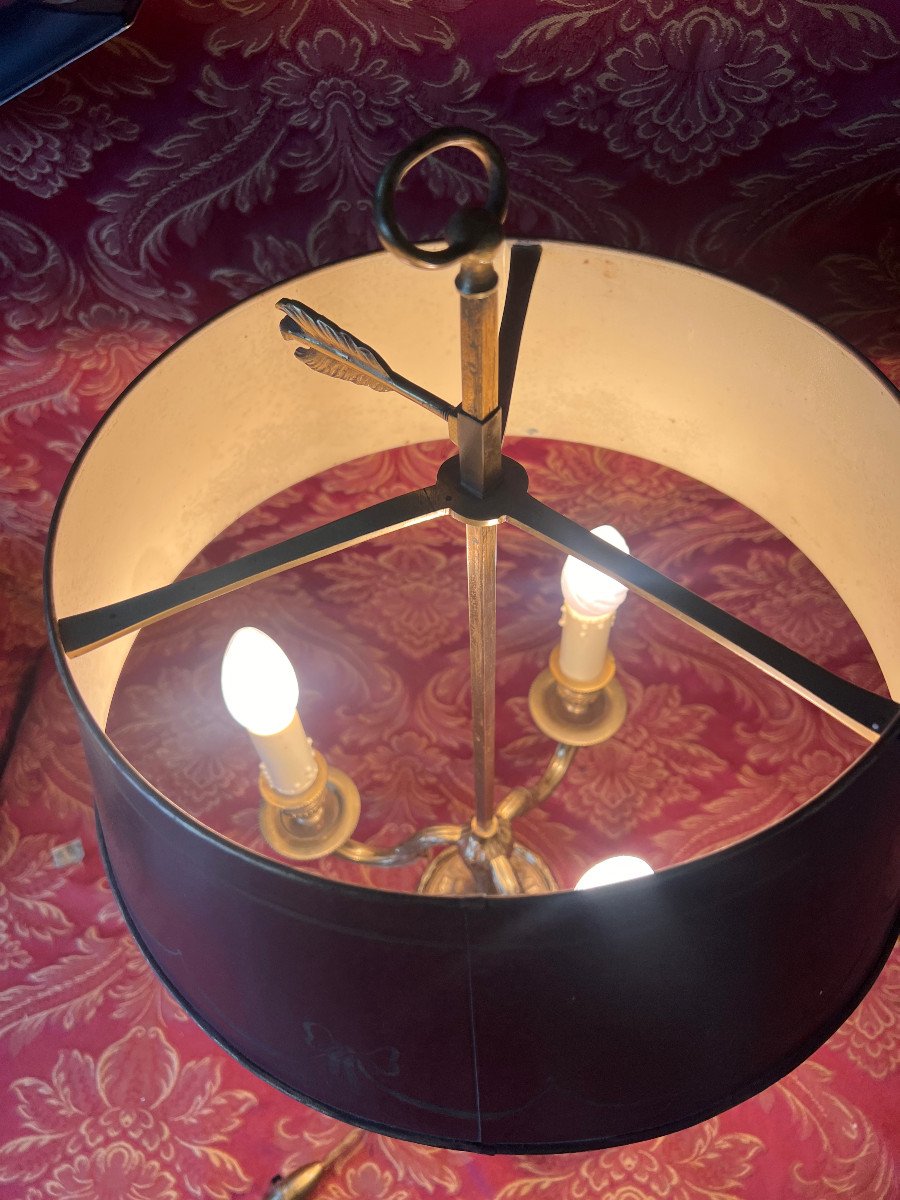 Lampe Bouillotte, Style L XVI, En Bronze Doré Et Abat-jour Tole Peinte-photo-5