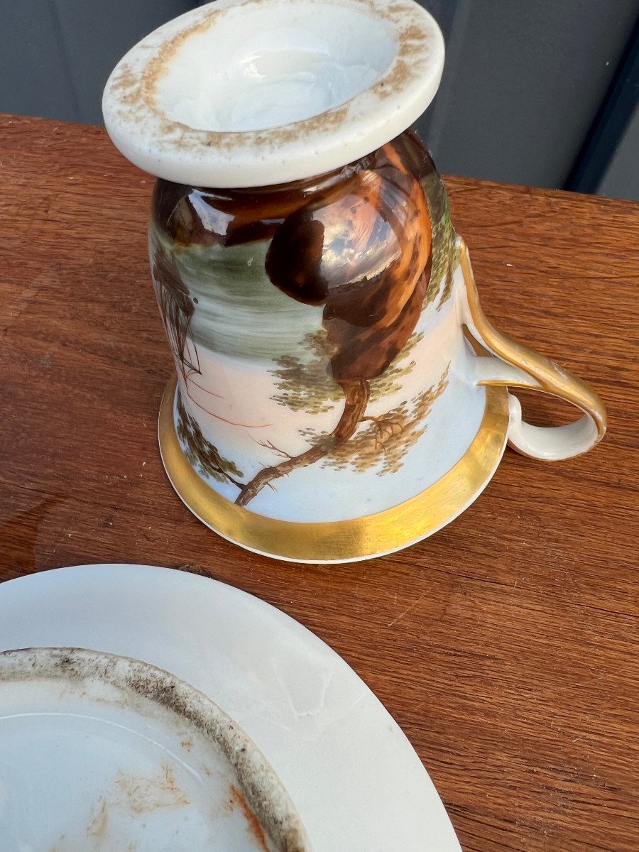 Cup And Saucer, Porcelain, Old Paris Marine Decor-photo-5