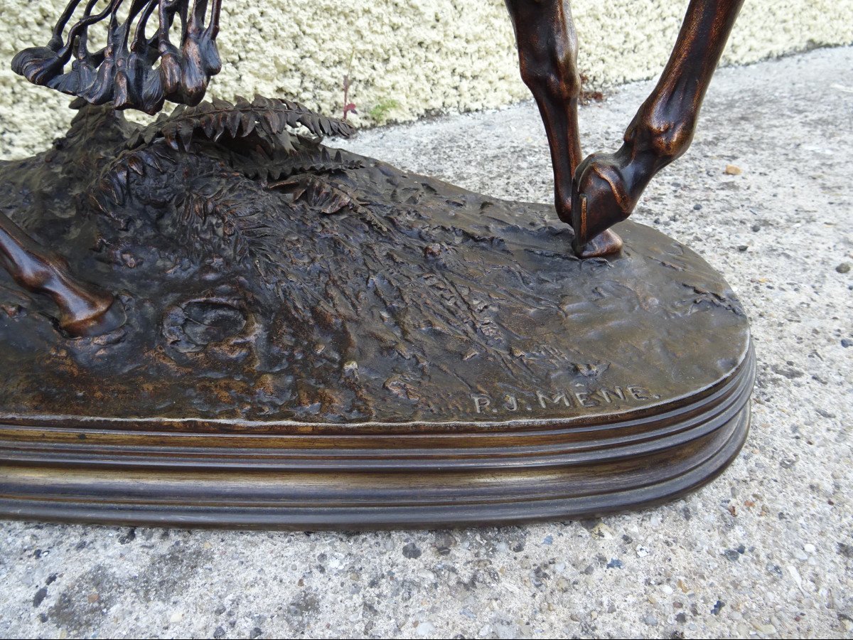 Pierre Jules Mène - Le Fauconnier Arabe à Cheval épreuve en bronze-photo-3