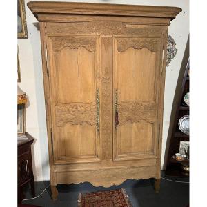 Armoire Deux Portes , Chêne Décapé , Style Louis XV