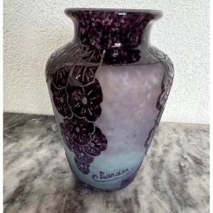 Vase Balustre , Décor Lavandes,charder, Le Verre Français