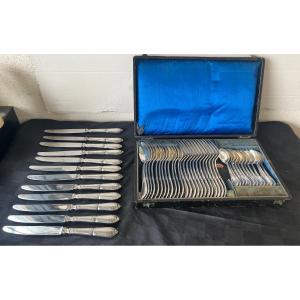 Cutlery Set 48 Pieces In Silver Metal (white Alloy Metal & Sfam)