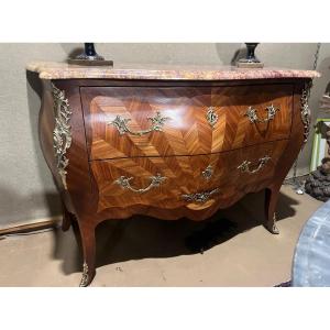 Louis XV Style Marquetry Chest Of Drawers, 20th Century