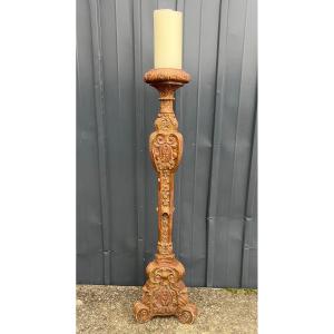 Torchère En Bois Sculpté Et Doré 