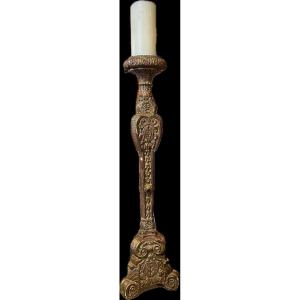 Carved And Gilded Wooden Torchiere 