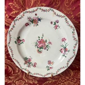 Assiette  Plate , Dcor Fleurs , Polychrome,chine, Compagnie Des Indes 