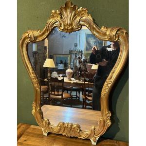 Miroir De Style Louis XV, Bois Doré, XX Siècle