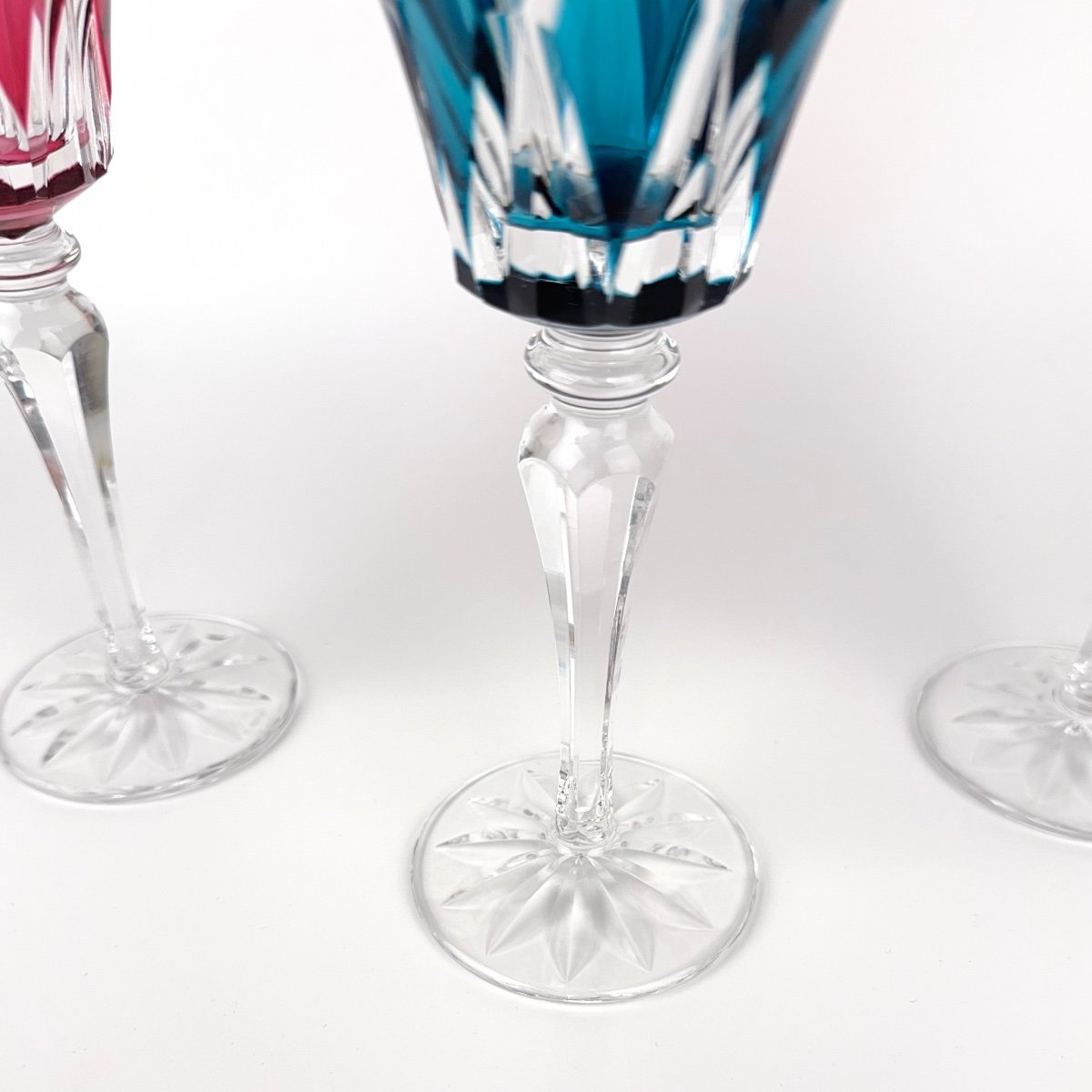 3 Roemer Saint-louis Camargue Crystal Glasses - Red, Light Blue, Amethyst-photo-3