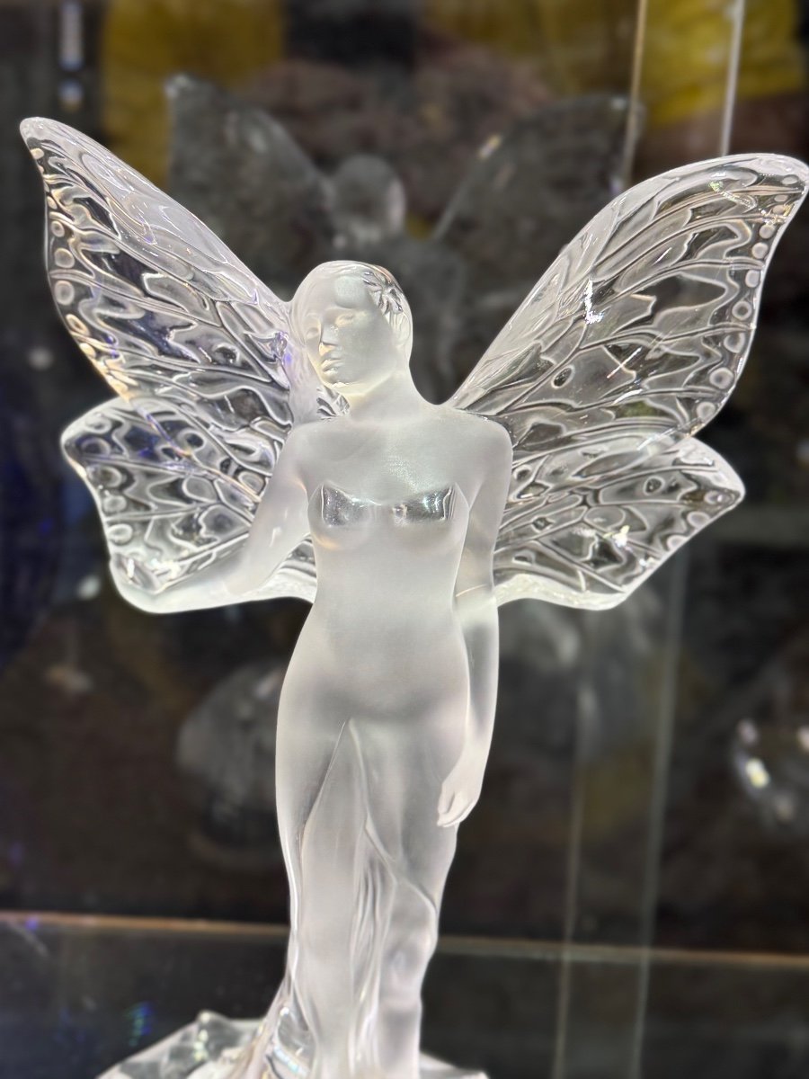 Lalique Crystal Statue “chrysalis” – Fairy With Butterfly Wings-photo-2