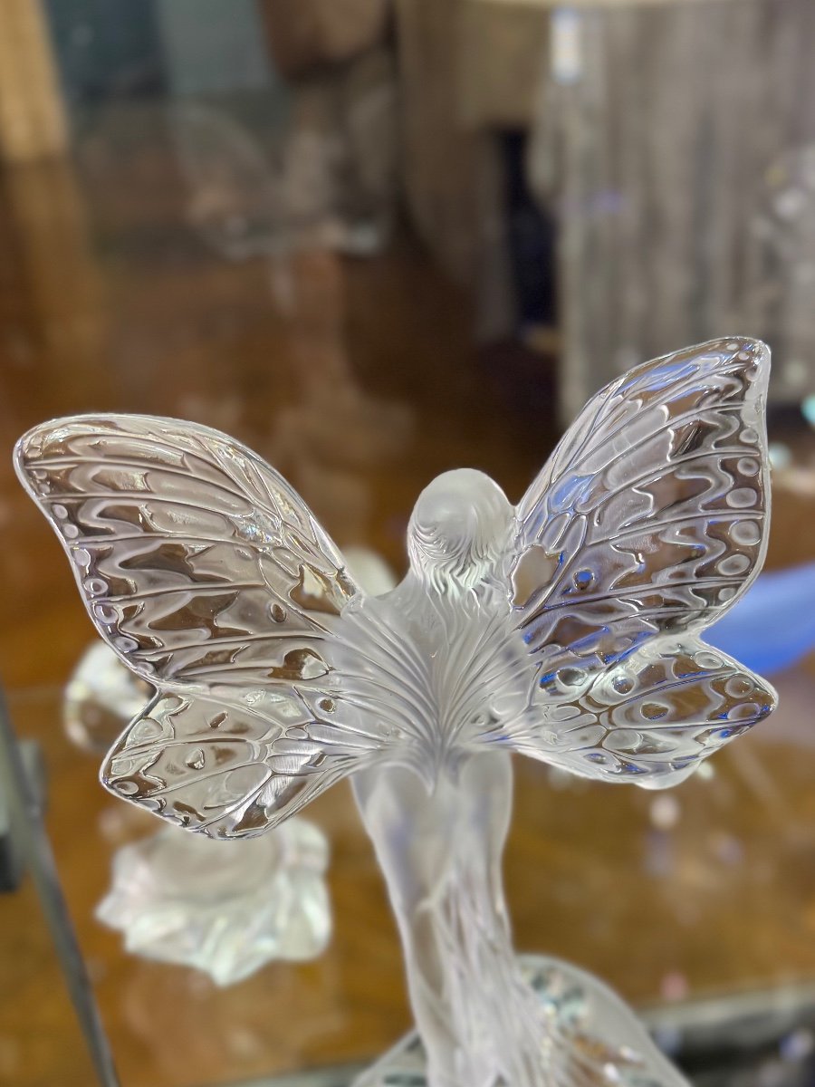 Lalique Crystal Statue “chrysalis” – Fairy With Butterfly Wings-photo-1