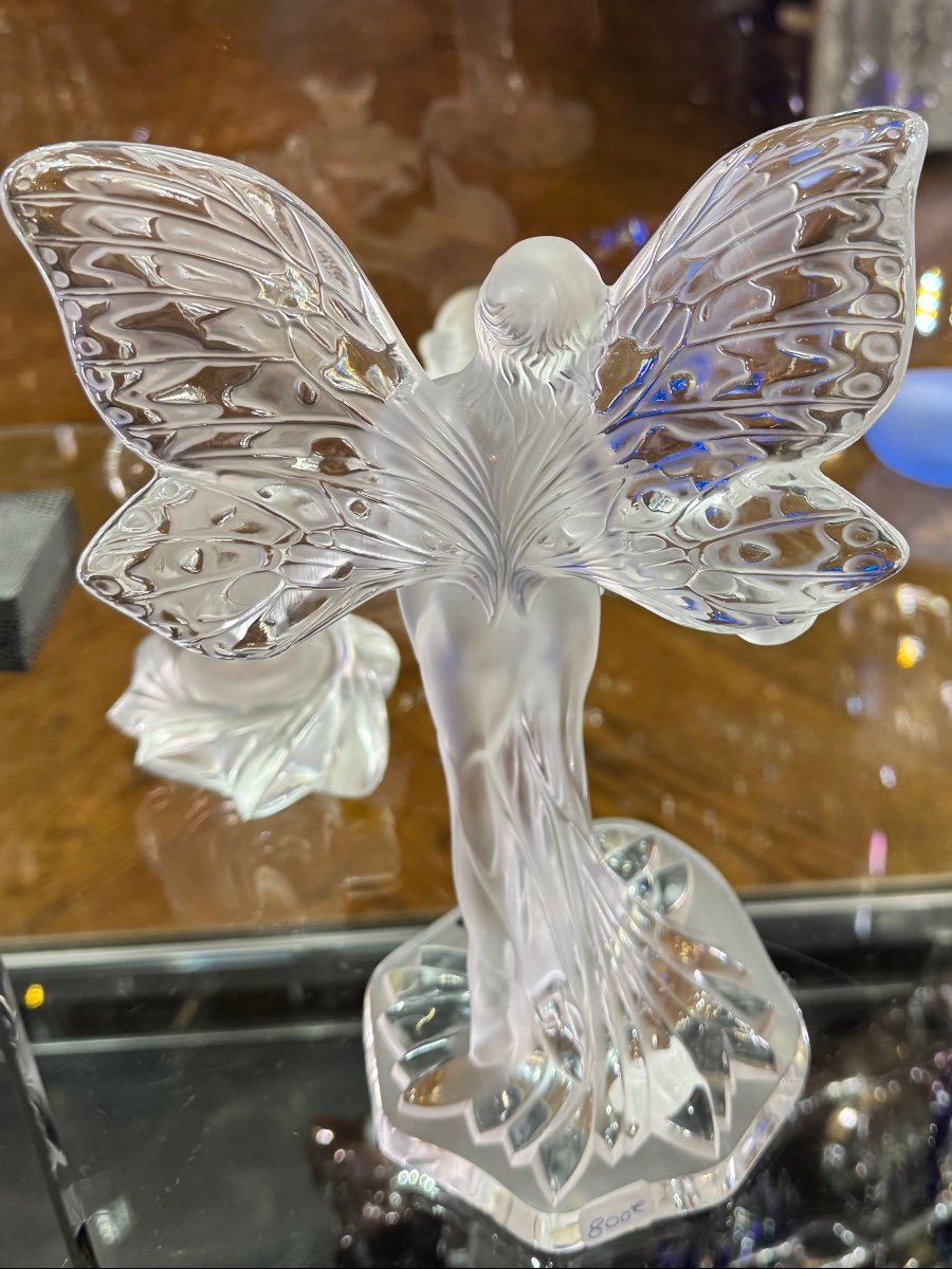 Lalique Crystal Statue “chrysalis” – Fairy With Butterfly Wings-photo-2