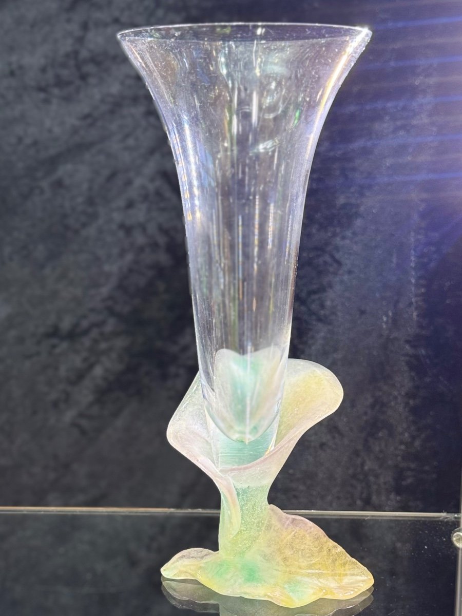 Daum - Crystal And Glass Paste Soliflore Vase