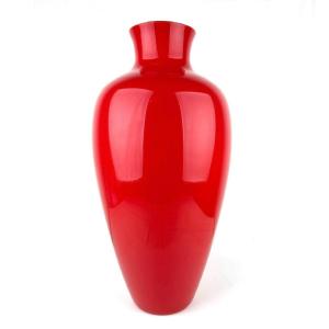 Paolo Venini Vase Labuan Rouge Signé 1985 Murano 