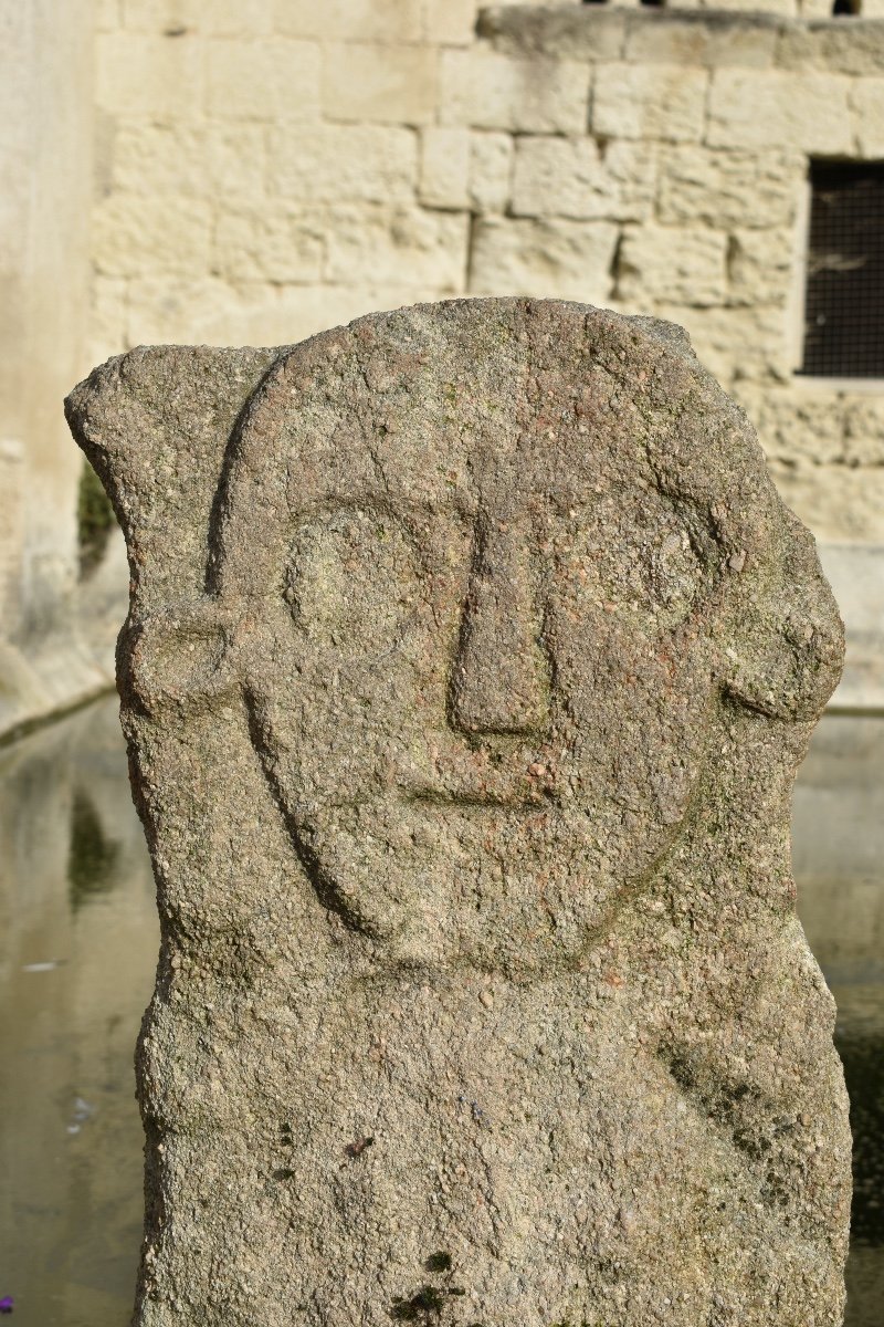 Anthropomorphic Stele - Stone Bas-relief Sculpture - Archeology (?) Art Brut (?)-photo-3