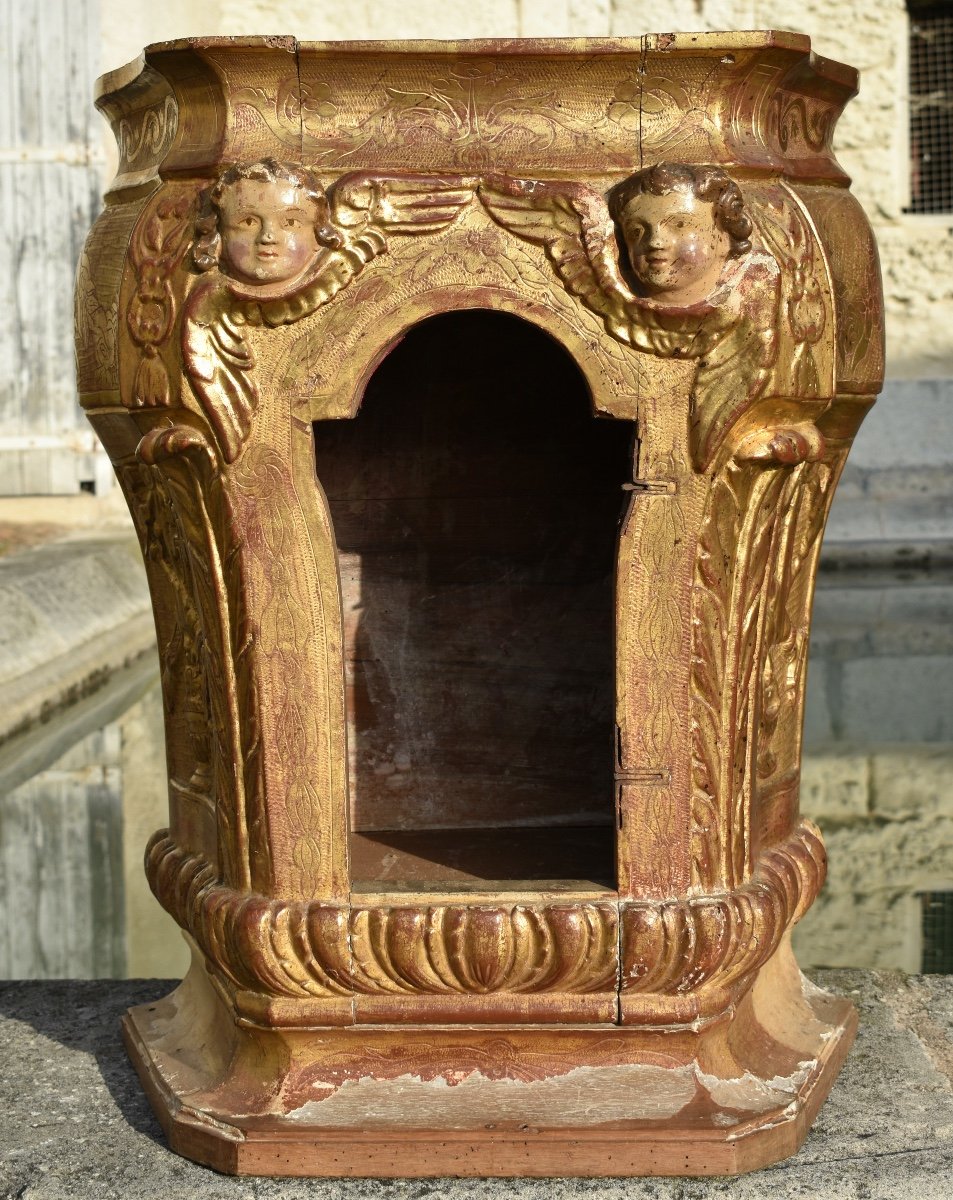 Grand tabernacle Louis XV en bois doré - XVIIIe - France-photo-4