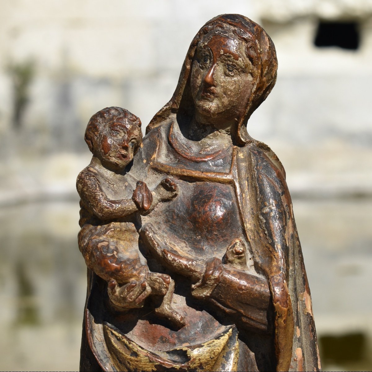 Statuette Of Virgin And Child - France 17th - Carved Wood