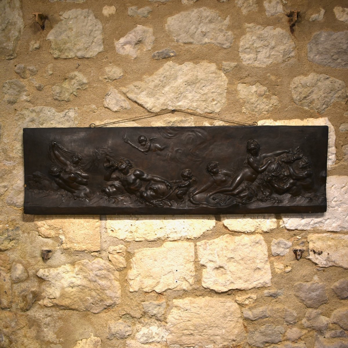 Clodion (1738-1814) d'après - Le Triomphe de Galatée - Bas relief en staff - Fin XIXe-photo-2