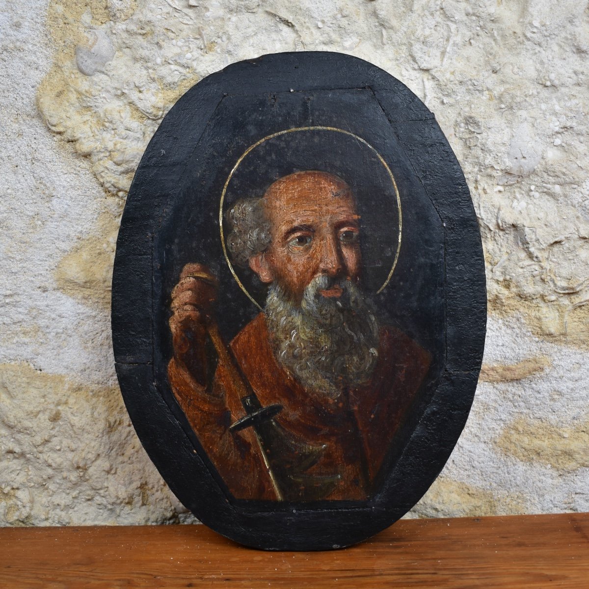 Portrait Of Saint Matthew - 17th  French School - Oil On Panel-photo-3