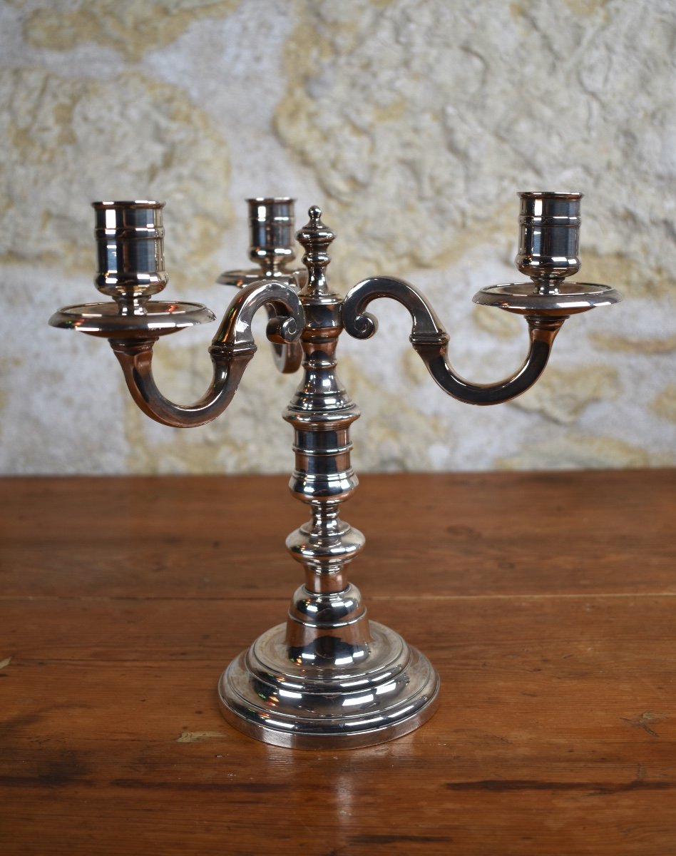 Puiforcat - Pair Of Classic Candlesticks - Silvered Bronze-photo-3