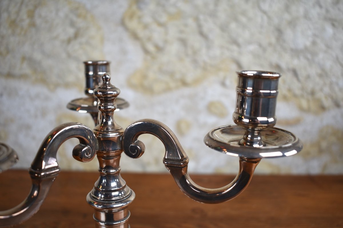 Puiforcat - Pair Of Classic Candlesticks - Silvered Bronze-photo-4