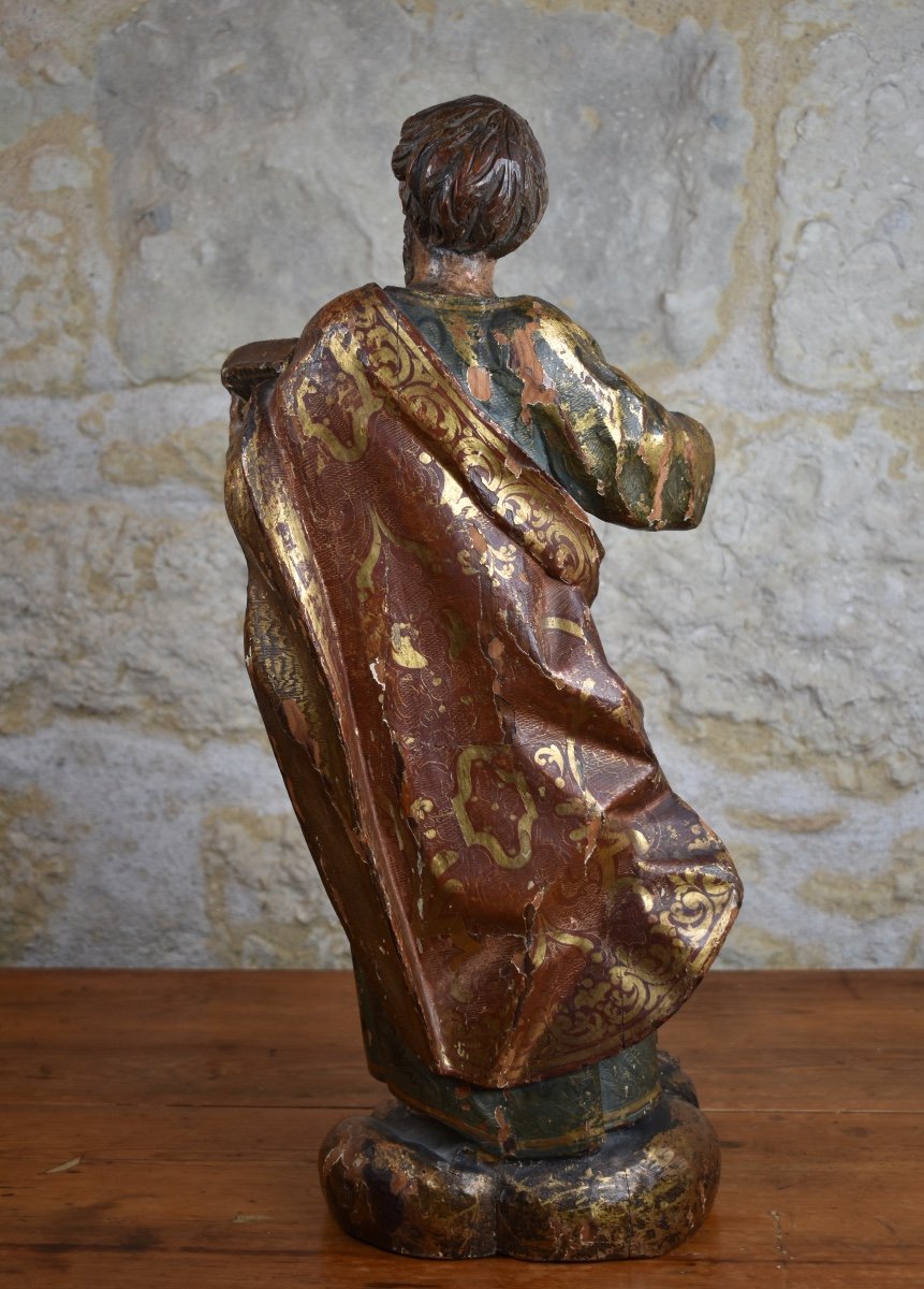 Saint évangéliste - Espagne fin du XVIIe - Statuette en bois sculpté-photo-4