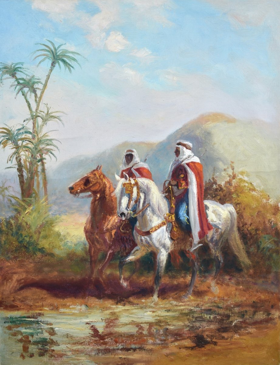 Eugène Péchaubès (1890-1967) - Algerian Horsemen - Orientalism - Oil On Canvas