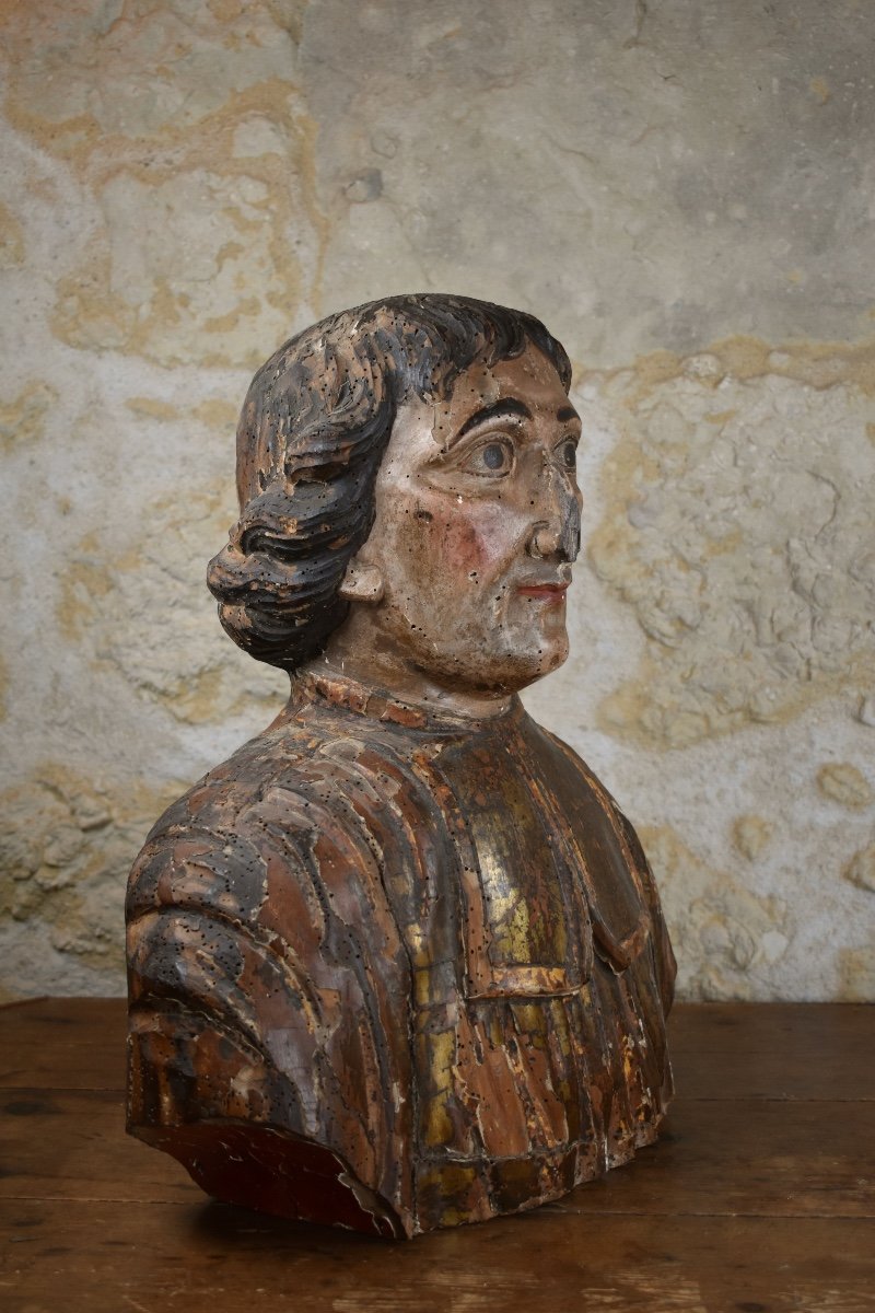Buste présumé de Fénelon - bois polychromé - fin du XVIIe -photo-3