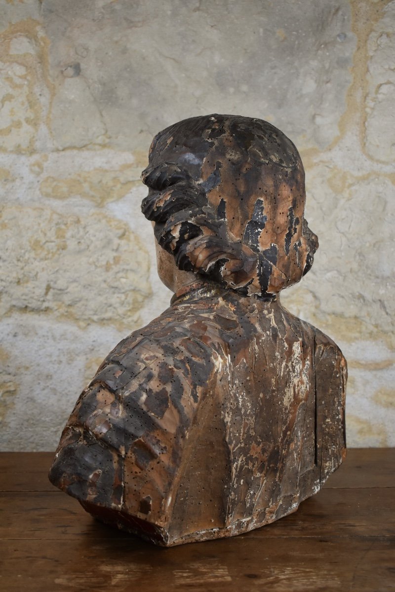 Wooden Bust Of Fénelon -  Late 17th Century-photo-3